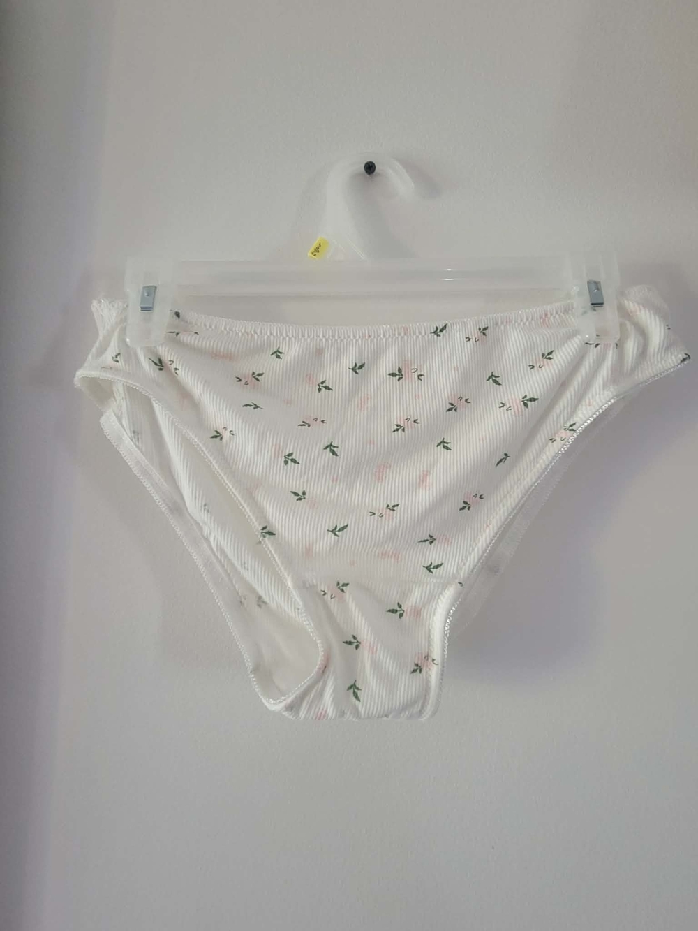 Knit Floral White Bikini Panties